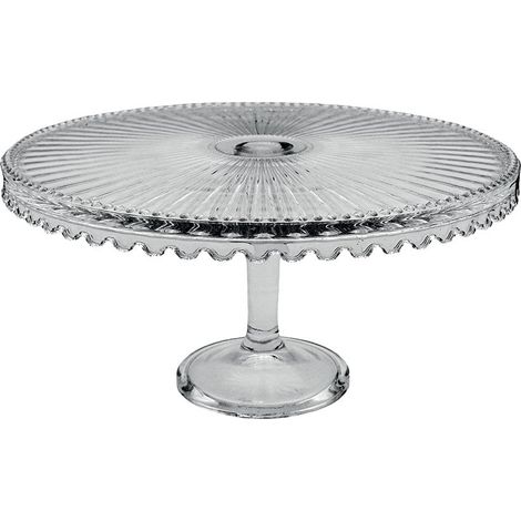 Plat à Tarte sur Pied en Verre Transparent Présentoir à Gâteau 32 x 32 x 17 cm - PANGIVO (1/2)