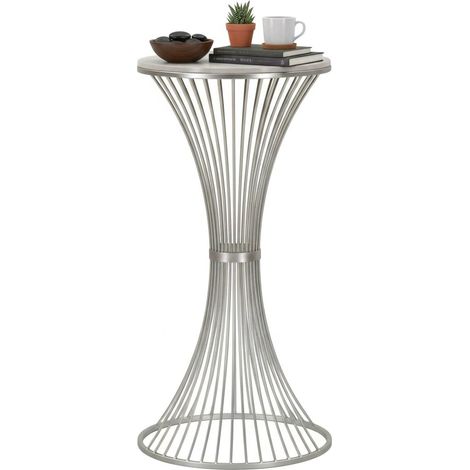 Dmora - Wohnzimmertisch Merli, Niedriger Wohnzimmertisch, Kaffeeregal, Couchtisch für Sofa, Silber, 50x50 h100 cm