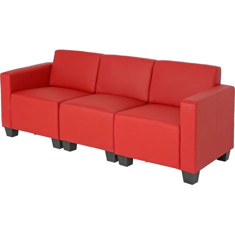 Salotto modulare componibile lounge moderno Lione N71 ecopelle divano 3 posti rosso
