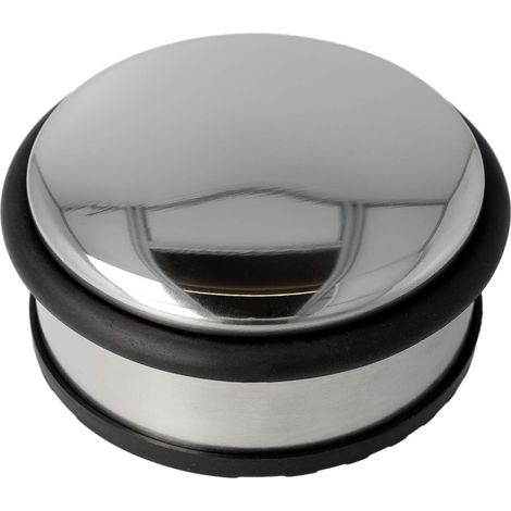 Westcott E-19001 00 - Fermaporta rotondo in acciaio inox, protezione per porte e antiscivolo, 10 x 4 cm, 1400 g, colore: argento (1/3)