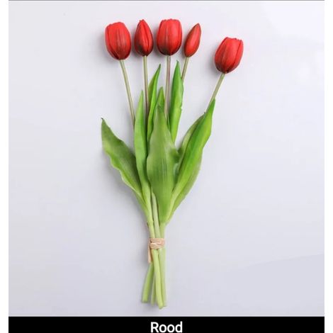 Tulipes artificielles rouges effet naturel - 40 cm - Fleurs en latex de soie pour mariage printanier-AquaForge (1/5)