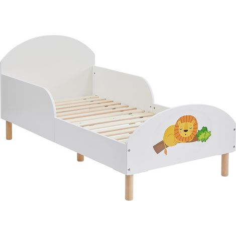 Kids Toddler Bed Frame with Jungle Decal - L144 x W74 x H68 cm - White