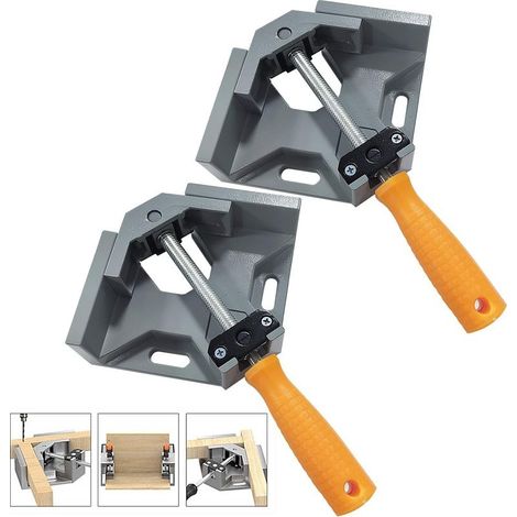 2 Pcs 90° Angle Clamp, Aluminum Alloy Corner Vise, Angle Welding Clamp with Adjustable Swivel Jaw, for Carpenter Tools, Carpenter Welding (Grey) (1/5)