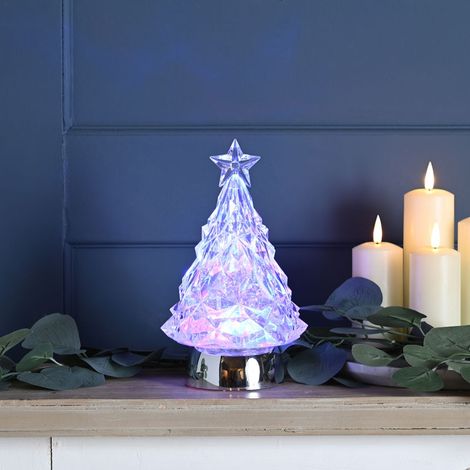 Festive 25cm Battery Operated Christmas Colour Changing Tree Water Spinner (1/2)