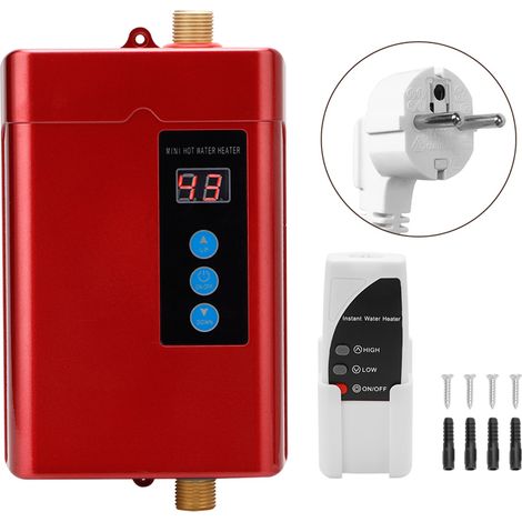 Nannigr Chauffe-Eau Sans Réservoir, Mini Chauffe-Eau, Salle de Bain, Cuisine, Électrique 220 V, 4 Kw,Chauffe-Eau Instantané pour Maison, Cuisine,rouge (1/5)