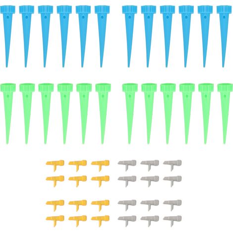 24 Piquets d'arrosage automatique avec valve de régulation, kit d'irrigation goutte à goutte en plastique pour fleurs, légumes et arbres fruitiers (1/5)