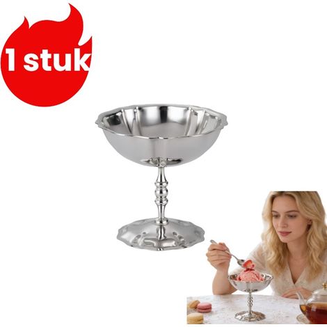 verre à vin en acier inoxydable (304) - Verre à glace pour hôtels et restaurants - Coupe à dessert pour bars, puddings, salades de fruits - Motif lotus - Argent (1/5)