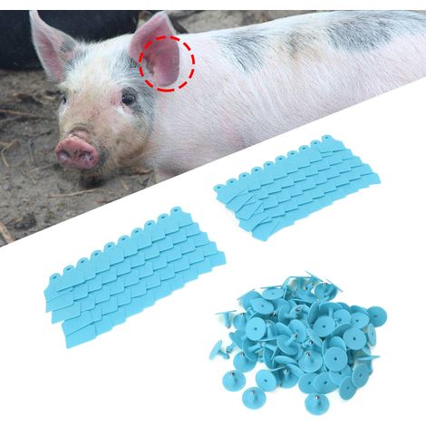 【Etichette per l'identificazione degli animali】 - 100 pezzi - Etichette in plastica vuote per bovini, ovini e suini - Blu (1/4)
