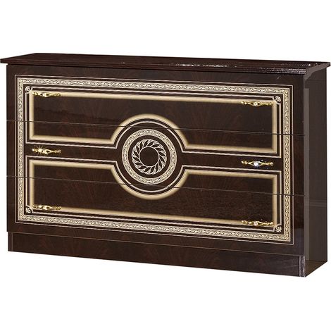 Commode 3 grands tiroirs laqué acajou Soraya 116cm (1/3)