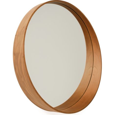 Spiegel Frentani, Runde Form, Wandtyp, Struktur Transparent, 80x80h cm Nussbaum Braun