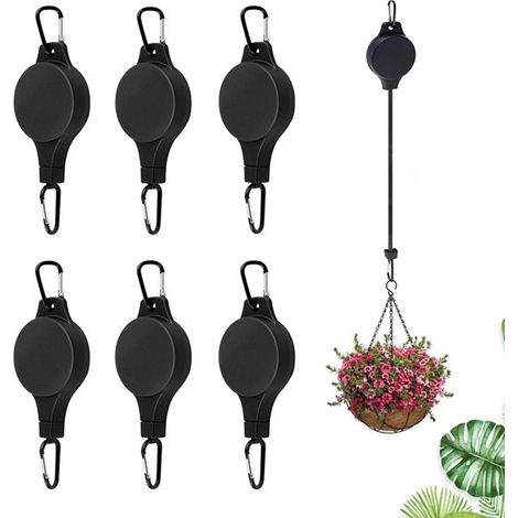 Ganci per piante - 6 pezzi - Portavaso sospeso - Gancio a cricchetto per appendere piante - Ganci per piante da esterno - Carrucola per piante - Gancio telescopico - Estensibile (1/5)