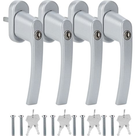SWANEW Maniglia per Finestra Maniglia per Finestra in Lega di Alluminio Compatibile con le comuni Finestre e Porte Balcone Grigio 4X (1/5)