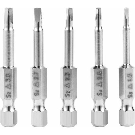 Hex Tail Magnetic Triangle Head Screwdriver Bits Tip Set S2 Steel 5pcs 50mm 6.35mm (1/5)