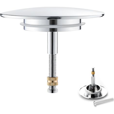 Argent,Bouchon De Baignoire Ø 70 mm, Bouchon Baignoire Avec Vis Réglable, Clapet De Lavabo
