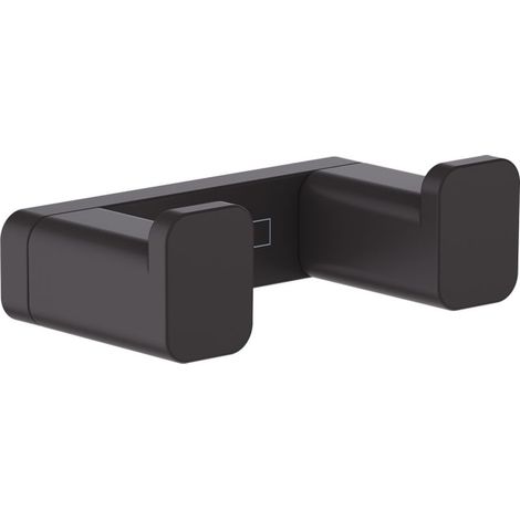 Hansgrohe – Crochet double noir mat – Fixation murale avec matériel dissimulé – Métal – Espacement 50mm – Diamètre 6mm pour salle de bain