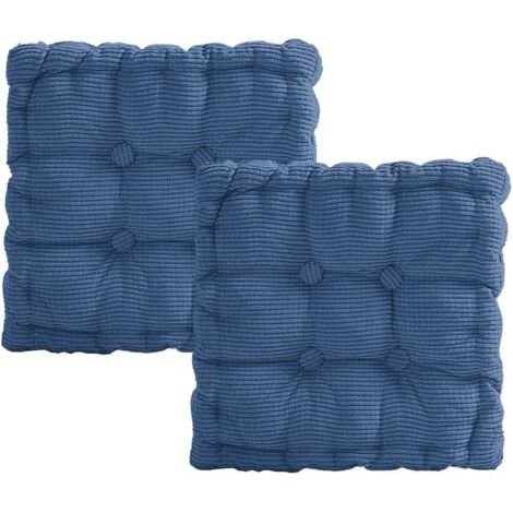 Lot de 2 Coussins de Chaise, 40 x 40 cm Coussin Chaise Épais, Coussin pour Chaise d'Extérieur et d'Intérieur, pour Chaise de Jardin, Cuisine, Balcon, Salle à Manger (Denim Bleu, Carré)