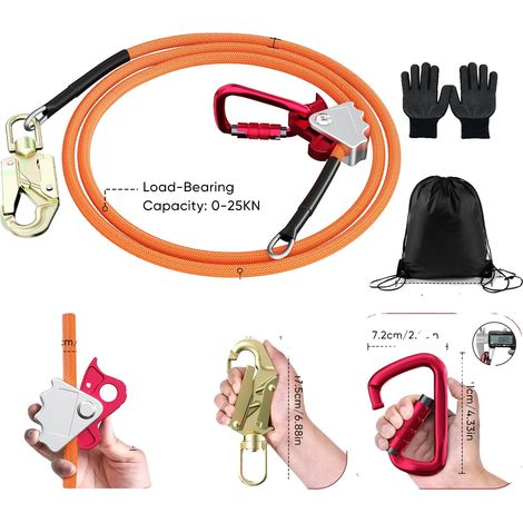 Kit di lenza Flip Line, meccanismo di bloccaggio regolabile ad alta resistenza, 16 mm 3 m (1/2)
