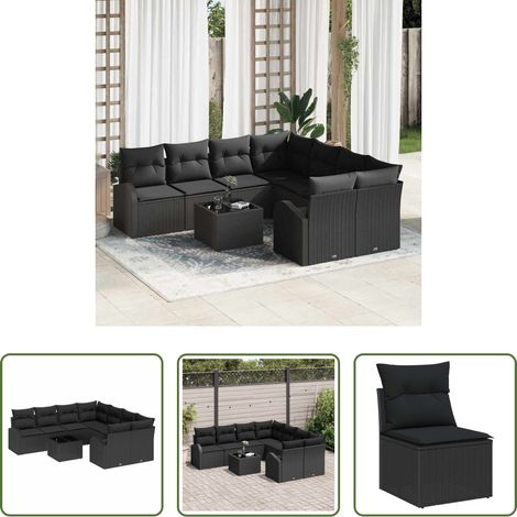 Außensofa - Gartensofa-set Schwarz 55 x 55 x 37 cm Poly-Rattan (1/5)