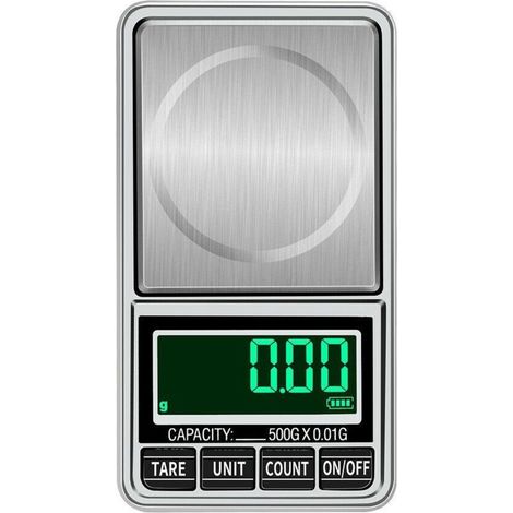 Portable Numérique de Poche Balance, Professionnel Multifonctionnel, Dos Lit Écran LCD pour Bijoux, Céréales, Or Pesage, Gris ，100-0.01g