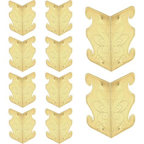 10 Protège-Coins De Plinthe, Couvre-Bord Métallique Décoratif Vintage Protège-Angle pour Mur Et Plinthe pour Meuble en Bois Table Tiroir Armoire, Jaune (1/5)