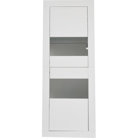 Vetrina bianca con illuminazione LED, 61 x 42 x 162 cm, mobile espositore con 1 ripiano in vetro (1/5)