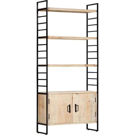 Bibliothèque à 4 niveaux Style scandinave - Meuble de Rangement - 80x30x180 cm Bois de manguier massif Chic-848052 (1/5)