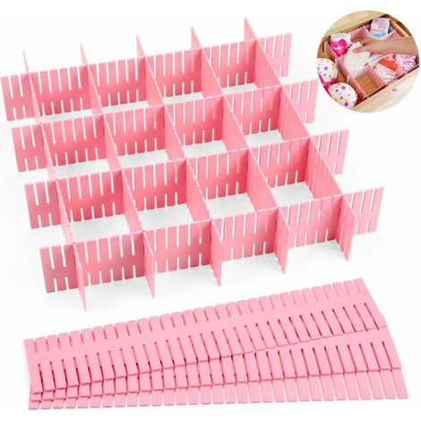 Drawer Dividers, Drawer Organizer, Adjustable Drawer Dividers, Adjustable Drawer Organizer, 12 Piece Drawer Dividers Underwear Closet Compartment Dividers Socks Pink (1/5)