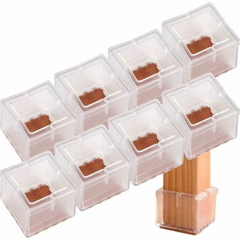 Satz von 8 Stuhlbein-Bodenschonern mit Filzgleiter-Kappen, Möbelstuhl-Pads, quadratische Spitzen (1/5)