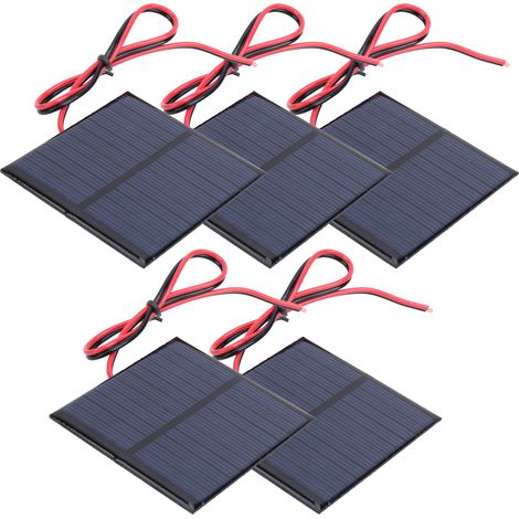 5 Panneaux Solaires Polycristallins 5.5V 0.6W avec Câbles 30cm pour Chargeur de Batterie (1/5)