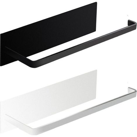 26 cm Black Kitchen Roll Holder, Wall Mounted Paper Towel Holder, No Drilling Required, Metal Kitchen Roll Holder, Self-Adhesive Kitchen Paper Dispenser, 2 Pack (1/4)