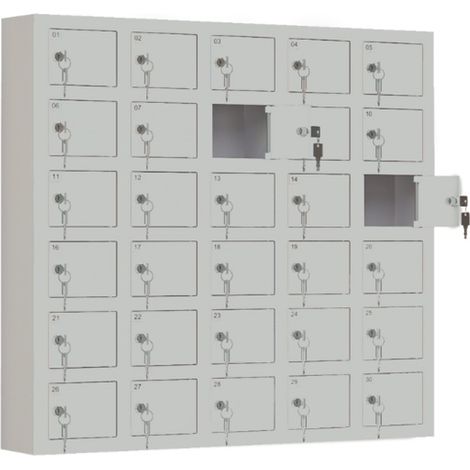 PROVOST - Casiers pour smartphones métalliques - 5 cases, gris, sécurisés et modulables