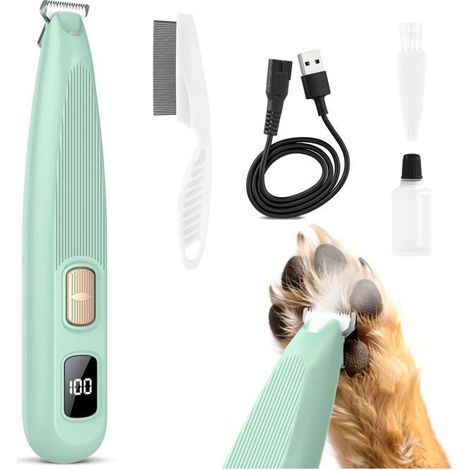Tondeuse à poils pour animaux (35 dB) avec lumière LED, 2 vitesses, pour oreilles, visage et croupe. Toilettage doux pour chiens e,n (1/5)