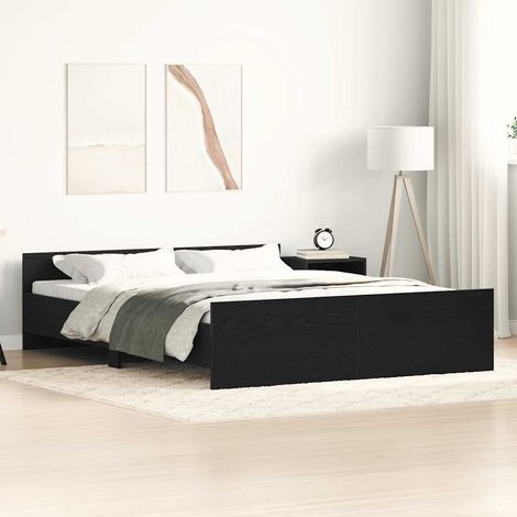 Estructura de cama sin colchón roble negro 150x200 cm vidaXL (1/5)