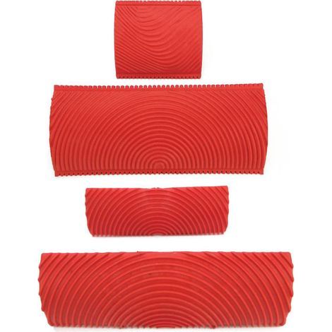 4 Pièces Outil de Grain de Bois en Caoutchouc, Outil de Peinture de Grainage du Bois, Plastique Peinture en Caoutchouc avec Manche, Grain Bois Caoutchouc Imitation, Pour Portes Murale Meubles, Rouge (1/5)