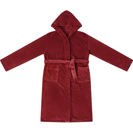 Peignoir avec capuche Rouge Bordeaux xxxl Flanelle