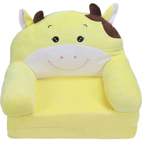 GARRYFIZH Dessin animé pliable enfants canapé enfants 2 en 1 rabat ouvert canapé dossier fauteuil lit jaune vache couches