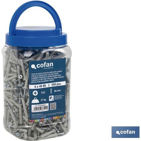 Schlagblock mit versenktem Kragen 6 x 40 mm (Flasche mit 500 Einheiten) (1/3)