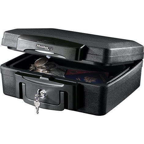 MASTER LOCK Mallette de sécurité Anti Feu [Ignifuge et Etanche] [Serrure à Clé] [Small] H0100EURHRO - Idéal pour Papiers d'Identités, Petits Electroniques, Supports Numériques (1/5)