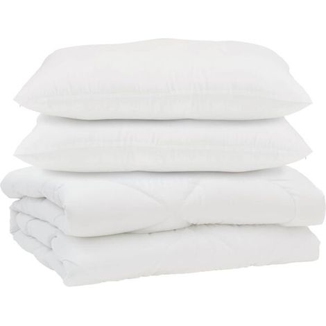 Ensemble couette et oreiller en duvet, ensemble 3 pièces, microfibre blanche. (1/5)