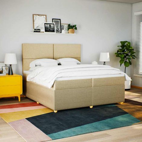 Boxspringbett mit Matratze Creme 200x200 cm Stoff (1/5)