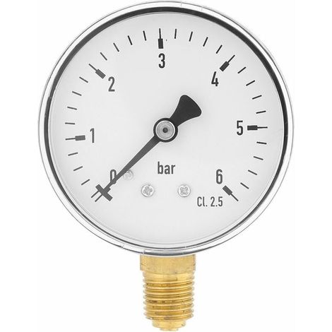 1/4"NPT 0-6 bar Manomètre de pression d'eau d'air Manomètre à montage latéral pour l'instrument de cadran d'huile d'air d'eau-LIAIKI (1/5)