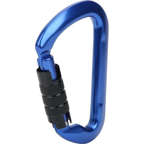 Robuster, selbstverriegelnder D-förmiger Karabiner aus Luftfahrtaluminium für sicheres Klettern und Camping im Freien (Blau) (1/5)