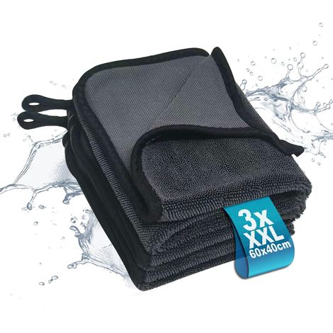 3-teiliges Mikrofasertuch-Set, Mikrofaser-Autotrockentuch, Mikrofaser-Reinigungstuch für Auto, Duschkabine, Fahrzeug, Haushalt, Camping (60 × 40 cm) (1/5)
