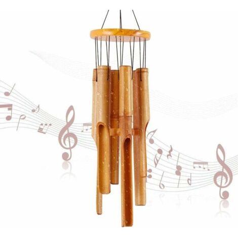 Bambus-Windspiel – Erinnerungsgeschenk – Holz-Windspiel – Großes Windspiel für drinnen und draußen – 81 cm – Für Garten, Hof, Terrasse und als Dekoration im Haus (1/5)