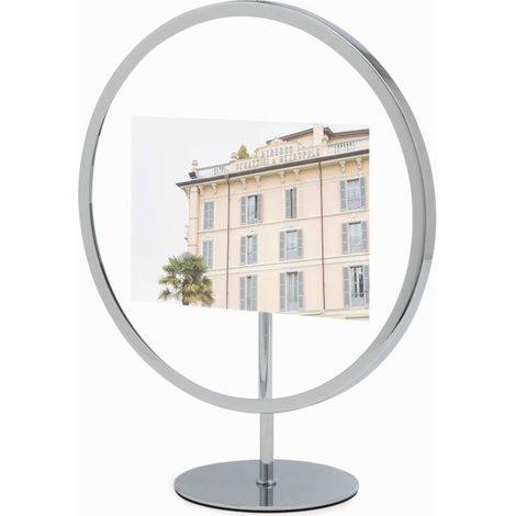 Porte-Photo Circulaire Entre 2 Verres, en Métal, Doré Mat, 13x18cm, à Poser Ou Fixer au Mur (1/4)