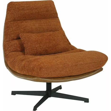 Fauteuil lounge pivotant en éco-cuir et tissu couleur cannelle Sodalite (1/5)