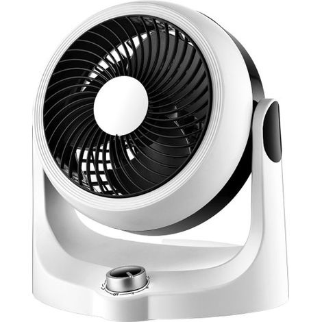 FABRILAMP Ventilateur de bureau Cartago Blanc/Noir 40w 3 vitesses 3 niveaux Fixe & Rotatif Réglable 28,3x25,7x19cm