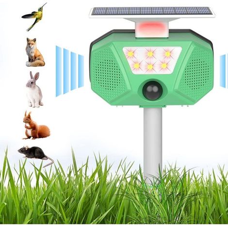 Répulsif anti-martres pour chat - Chargement USB - Étanche - 6 lumières LED - 4 modes et alarme vocale - Étanche - Répulsif anti-taupes contre les chats, chiens, rats, martres (1/4)