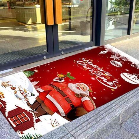 Tapis De Sol Santa, Porte Décorative De Veille De Noël, Tapis d'Accessoires Décoratifs De Bienvenue De Fête De Noël pour Chambre à Coucher, Porte, Cuisine, Balcon