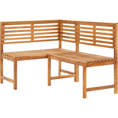 Banc de jardin meuble de patio d'extérieur terrasse d'angle de jardin 140 x 100 x 91 cm bois solide d'acacia